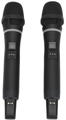 Yctze 2PCS Microphone sans Fil Professionnel Rechargeable Ensemble Micro sans Fil avec le Récepteur Connectivité Fonction de Fréquence Automatique pour Chanter le Discours de la Fête