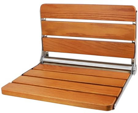 Folding Shower Seat, Solid Wood Wall Mount Shower Seat for Small Shower Spaces, 16” 400lbs Max Load Fold Down Shower Seats