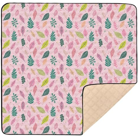 Bunte Blätter, weicher Schaumstoff-Babyspielmatte für drinnen und draußen, waschbar, für Babys, Kleinkinder, 127 x 127 cm