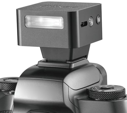 ZENIKO ZT08 C Mini TTL Aufsteckblitz für Canon Kameras (E-TTL II) 47g, 28mm Weitwinkel, Retro Metall/Leder Design mit OLED-Display, 740 Vollblitze, Schnelle Wiederaufladung（Black