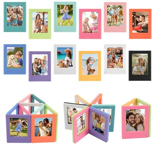 Magnetic Photo Frames 12 PCS Magnetic Picture Frame Mini Photo Frames Colorful Photo Magnets for Fridge or Desktop (3 Inch)