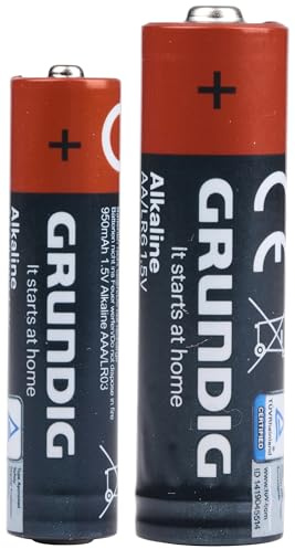 Grundig AA-batterier och AAA-batterier - 36 st 1,5 V alkaliska batterier - för leksaker, fjärrkontroller, väckarklockor - batterier redo att användas - mångsidigt ekonomiskt format