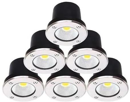 6PCS Projecteurs LED Extérieurs À Faisceau Étroit - Éclairage De Sol 3W, Mini Projecteur Paysager COB, Spot Encastré Extérieur Étanche IP67, Projecteur De Jardin Pour Escaliers(Warm White,3W(220V))