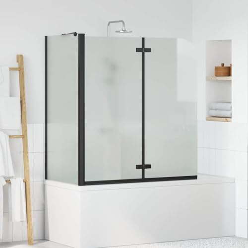 Ombrello doccia bagno nero 120 x 68 x 130 cm in vetro di sicurezza con telaio in alluminio, separatore bagno regolabile per vasca da bagno design minimalista