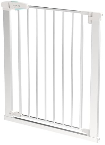 YEAUPE PRO Dörrskyddsgaller utan borrning för bredd 72–76 cm, trappskyddsgaller, barnskyddsdörr, enkelhändig öppning, barnskyddsgaller hundgaller, för inomhus, vit