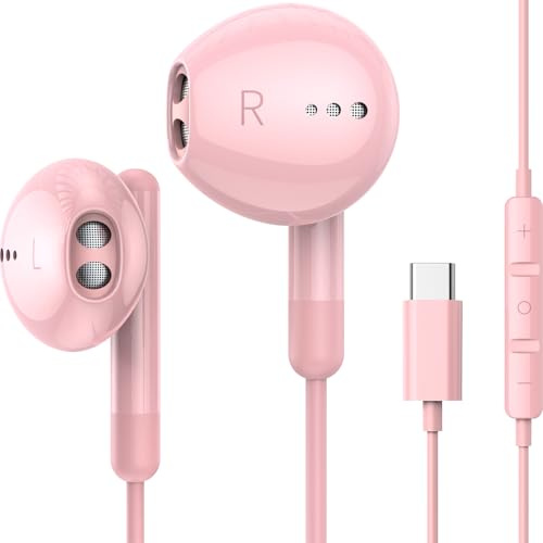 USB C Headphones for iPhone 17 16 15 Pro Max Plus iPad Pro USB C Earphones with Microphone Volume Control USB C Wired Earbuds USB Type C Earphone for Google Pixel 8 Samsung S25 S24 S23 S22 S21 S20 A56 | Wired Headphones USB C with Mic Volume Control USB C Earbuds USB Type C Earphones for Samsung S26 S25 A55 A17 Google Pixel 10