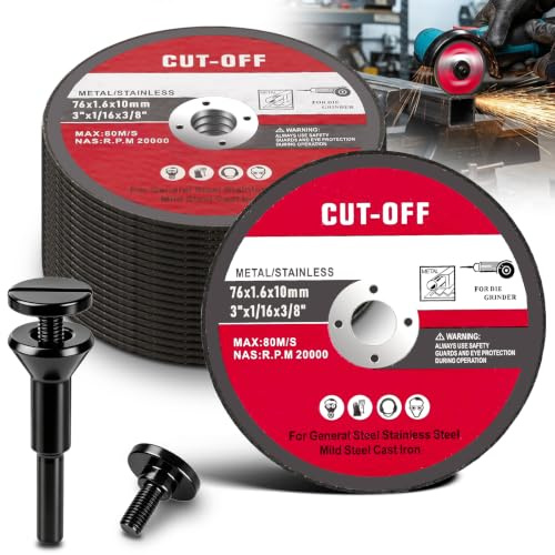 Linkstyle Discos de Corte 76 mm, 1,6 mm Discos Flexibles con Mandril 6,35mm | 20 Discos de Corte para Mini Amoladora, Accesorios para Amoladora Angular, Metal, Acero Inoxidable, Acero, Madera y Plástico