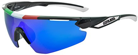 Salice 012ITA - Occhiale da Bicicletta, Unisex, Adulto, Telaio: Nero/ Lenti: Blu, Taglia Unica