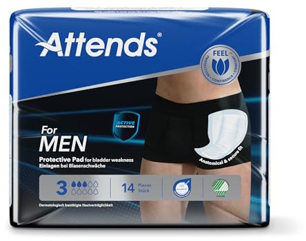 Attends for Men 3 Schutzpolster, 168 Einheiten (12 Packungen mit 14 Stück), 205952