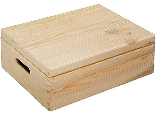 Kesper Förvaringslåda 40 x 30 x 14 cm med lock av furu, brun, 40 x 30 x 14 cm