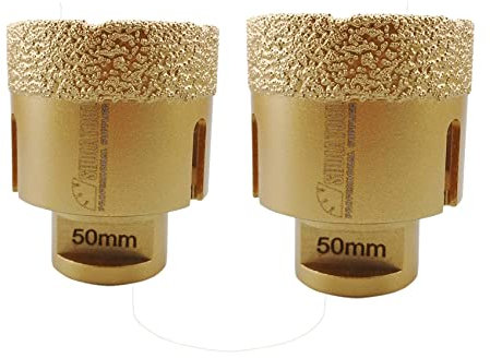SHDIATOOL Dry Diamond Drill Core Bit 2PK 50mm Hole Saw with M14 Thread for Porcelain Tile Granite Marble