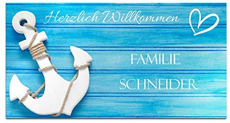 Namensschild für die Haustür Türschild in 3 Größen mit UV Druck und einem einzigartigem Design Eingangsschild Garten Familienschild Klingelschild Klingelplatte Funk-Klingel