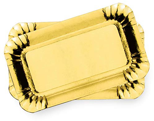 Extiff - Bandeja de cartón para repostería o aparador frío (10 x 16 cm, 50 unidades), color dorado