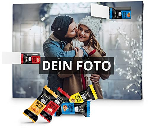 PhotoFancy – Foto Adventskalender mit hochwertiger Lindt HELLO-Schokolade in 4 Sorten – mit eigenem Bild bedruckt