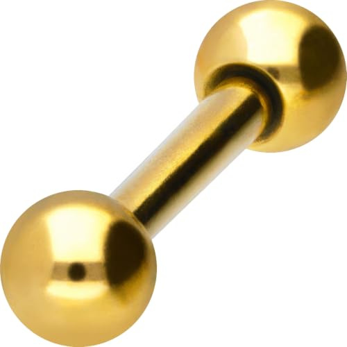 PIERCINGLINE Titan Barbell | 2 KUGELN | Piercing Stab Zunge Brust Intim Ohr | Größen & Farbauswahl