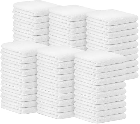Avalon Towels Bar Towels (Pack of 60) Size 14x17 Inches – 100% Cotton, Absorbent and Reusable Cleaning Rags, Multipurpose Cleaning Towels, Terry Cloth Rags, Durable Shop Rags (White)