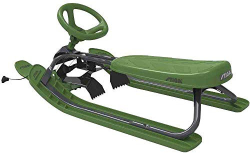 Stiga Snowracer Iconic Bio Rennrodel Lenkschlitten für Kinder, Grün, Grün Bio, ab 5 Jahre