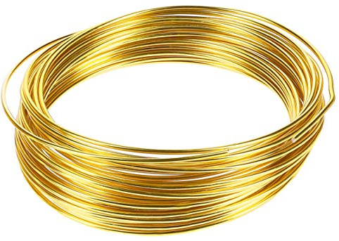 mumbi 10m Basteldraht 2mm, Schmuckdraht Aludraht Dekodraht Aluminiumdraht rostfreier Draht in Gold
