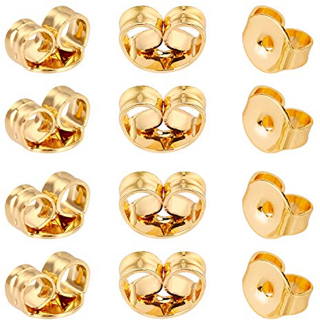 AIEX 12 Piezas/6 Pares Cierre de Oreja Seguro de Reemplazo de Oro de 14k para Pendientes Fabricación de Joyas (6×5mm)