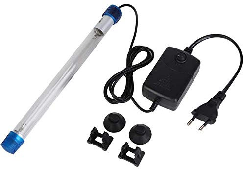 EVTSCAN Lampe UV de Destruction de bactéries d'algues, lumière portative de désinfecteur UVC, réservoir de Poissons d'aquarium Submersible (Prise d'UE)(7W)