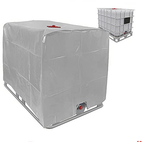HSGAV IBC Tank Abdeckung IBC Container Cover IBC Tote Cover Wassertankabdeckung Regenfass Wassertank Schutzhülle 210D Sonnenschutz Oxford Tuch Regendichte Sonnenschutzhaube,Grau,600L 120 * 80 * 100cm