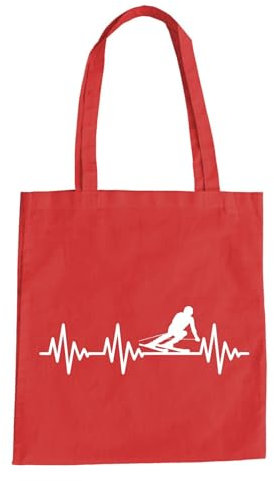 Herzschlag Ski Baumwolltasche - Ekg Winter Schnee Piste Rot
