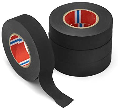 QWORK® 4 Rollen Gewebeband Klebeband für Auto Motorrad, Schwarz Isolierband Wasserfest Duct Tape für Kabelbäume Kabelisolierung, 19 mm x 20 M