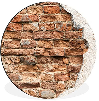 MuchoWow Wandbild Rund Wanddeko Deko Wohnzimmer Bilder 60x60 cm Gips - Wand - Ziegel