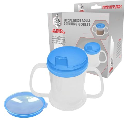 Independence 2-Round Handle Plastic Mug with 2 Style Lids, Lightweight Drinking Cup with Easy-to-Grasp Handles for Hot and Cold Beverages, Spill-Resistant Adult Sippy Cup Dishwasher and Microwave Safe