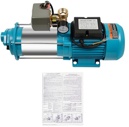 Kreiselpumpe Wasserpumpe Gartenpumpe Wasserwerk Edelstahl Jetpumpe Hauswasserwerk mit Schaltautomatik Druckschalter 1300 Watt 4000 L/h 9,8bar