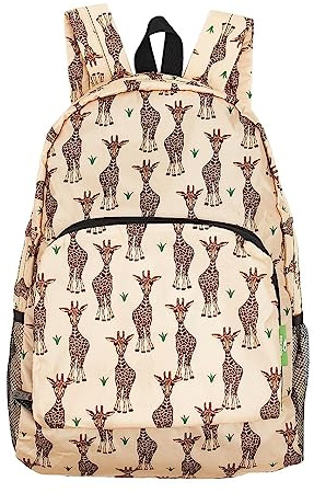 ECO CHIC leichter faltbarer Rucksack | Robuster, wasserabweisender Rucksack | Tagesrucksack zum Wandern, Camping, Reisen | Hergestellt aus recycelten Plastikflaschen (Giraffen Beige)