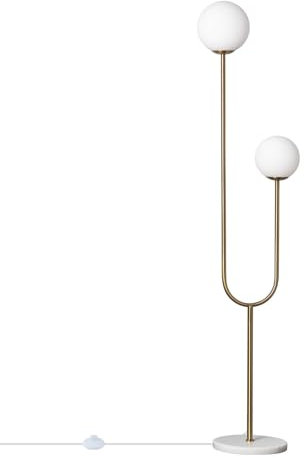 LEDKIA LIGHTING - Lampada da Terra Moonlight | Design Elegante | 2 Luci E27 Non Incluse | Ideale per Soggiorno, Cucina, Camera | Altezza 153 cm | Protezione IP20, Oro, Metallo
