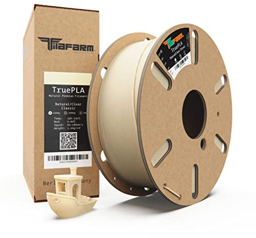 Filafarm TruePLA (Natural/Clear Classic) 1.75mm, 3D Drucker PLA Filament 1kg Spule, Geeignet für Schnelles Drucken, Maßgenauigkeit +/- 0.02mm