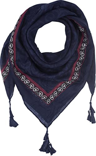 fashionchimp Damenschal mit Zier-Quasten und Muster-Mix Stickerei, Fransen-Schal, Dreieck-Tuch