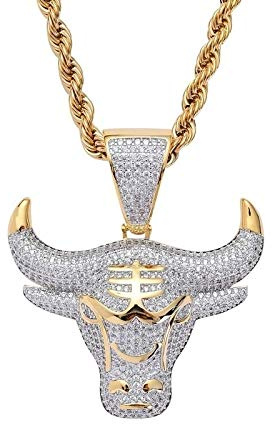 Bysonglezai Collar Hombre Colgante Cadena Mujer Regalo Collar de Cabeza de Toro para Hombre Exquisito Colgante de Hip Hop