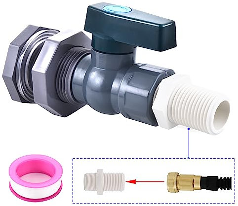 LUOFANT Rain Barrel Spigot Kit, PVC Rain Barrel Spigot with Bulkhead Fitting and Hose Faucet Adapter, Rain Barrel Diverter Kit for Water Tanks, Aquariums, Tubs, Pool, Garden Barrel