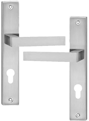 MonJar Türgriff Langschild Drückergarnitur Türklinke Türbeschlag Torino-Satin Entfernung 72 mm (PZ-Profilzylinder)