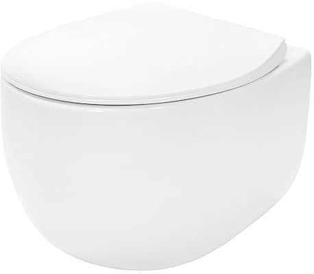 Rea Cuvette WC Suspendu Mural Lars Cuvette Toilette céramique - Abattant Softclose en Duroplast - Abaissement Automatique à Fermeture en Douceur (Blanc)