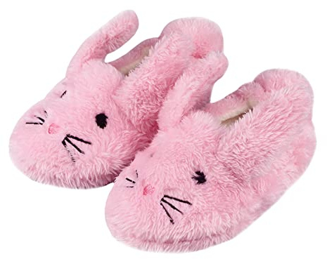 LACOFIA Pantuflas Peluche de Invierno para Niña Zapatillas de Casa de Conejo Rosa 28/29