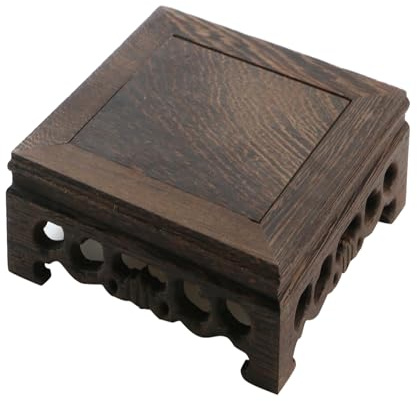 WDONAY Wooden Display Stand Base 5.43 x 5.43 Square Wood Carved Pedestal