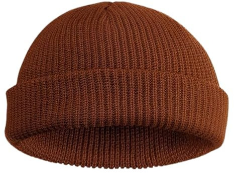 JILANI HANDICRAFT Trawler Beanie Winter Fisherman Beanie für Herren, Strickbündchen, Unisex, Skullcap, Braun, Einheitsgröße