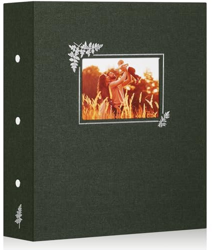 Lanpn Album Photo 11,5x15 11x15 1000, Grand Geant Capacité Format Lin Tissu Album pour Vertical Horizontal Photos Pochette (Vert)