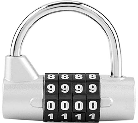 Gym Locker Lock 4 Dial Digit Combination Padlock Locker Security Password Lock for Gym School Employee Locker Travel Suitcase (Silver)