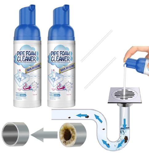 Powerful Drain Cleaner,Drain Cleaner Foam,Odor Eliminator,Foaming Drain Cleaner,Unclogs,Foam Sink Cleaner,Liquid Plumber Drain Cleaner,Clog Remover For Kitchen Drain,Sinks,Tubs (2 bottles)