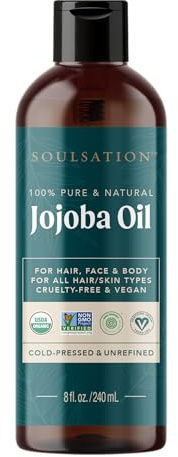 Organic Jojoba Oil for Skin, Hair & Face (240ml) | 100% Pure, Natural Cold Pressed