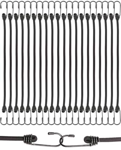 BINCKIN Spanngummi mit Haken 40 cm, 20 Stück Expander mit Haken, Gummispanner mit Haken Kurz, Spanngurte mit Haken für Planen, Netze, Banner, Camping, Schwarz