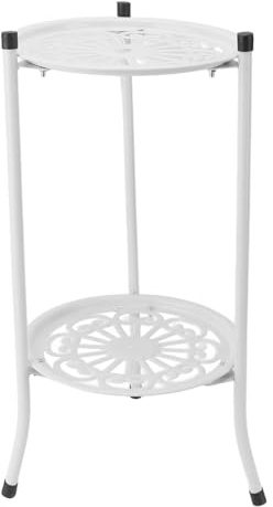 Tangxi Soporte para Flores, Estante para Plantas Multifuncional y Fácil de Instalar, 2 Niveles, Hierro Moderno y Estable para Jardines (WHITE)