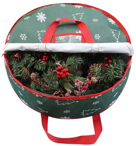 TaoQ C 75 cm Bolsa de Almacenamiento de Coronas navideñas, contenedor de Almacenamiento de Guirnalda Bolsa de Almacenamiento de guirnaldas navideñas para decoración navideña de Coronas, Verde