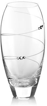 DIAMANTE Swarovski Bud Vase 'Swirl' - Small Hand Etched Crystal Vase with Swarovski Crystals - 18cm Gift Packed (7 inches tall)