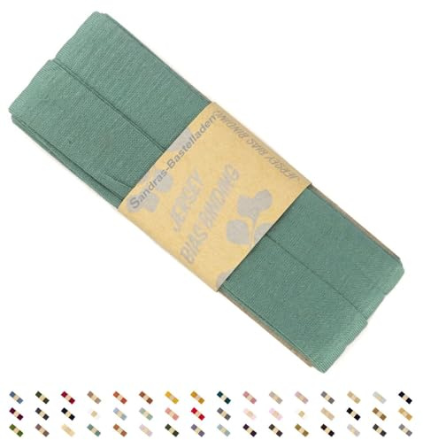 Sandras-Bastelladen Jersey Schrägband/Einfassband elastisch & gefalzt 3m x 20mm - 100% Viskose Pinien Grün